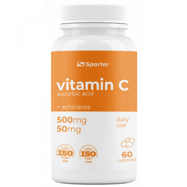 Вітаміни та мінерали Sporter Vitamin C + Echinacea, 60 капсул