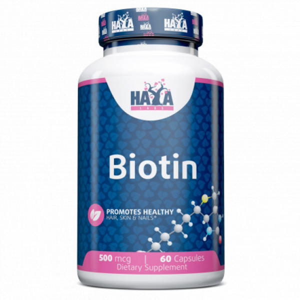 Вітаміни та мінерали Haya Labs Biotin 500 mcg, 60 капсул