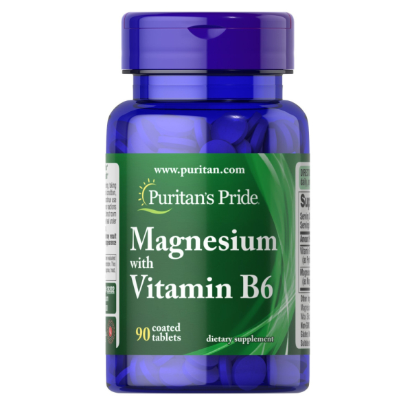 Вітаміни та мінерали Puritan's Pride Magnesium with Vitamin B6, 90 таблеток
