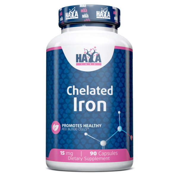 Вітаміни та мінерали Haya Labs Chelated Iron 15 mg, 90 капсул