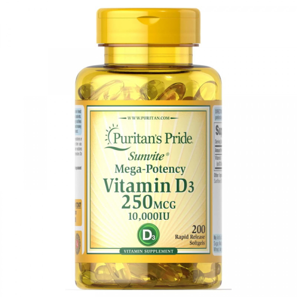 Вітаміни та мінерали Puritan's Pride Vitamin D3 10000 IU, 200 капсул