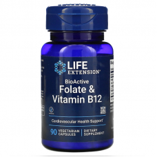 Вітаміни та мінерали Life Extension BioActive Folate & Vitamin B12, 90 вегакапсул Вітаміни та мінерали Life Extension BioActive Folate & Vitamin B12, 90 вегакапсул