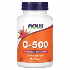 Вітаміни та мінерали NOW Vitamin C-500 Rose Hips, 250 таблеток Вітаміни та мінерали NOW Vitamin C-500 Rose Hips, 250 таблеток