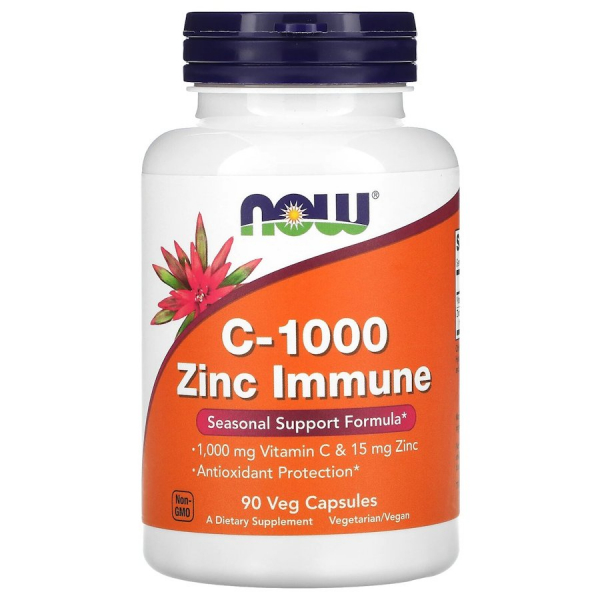 Вітаміни та мінерали NOW Vitamin C-1000 & Zinc Immune, 90 вегакапсул