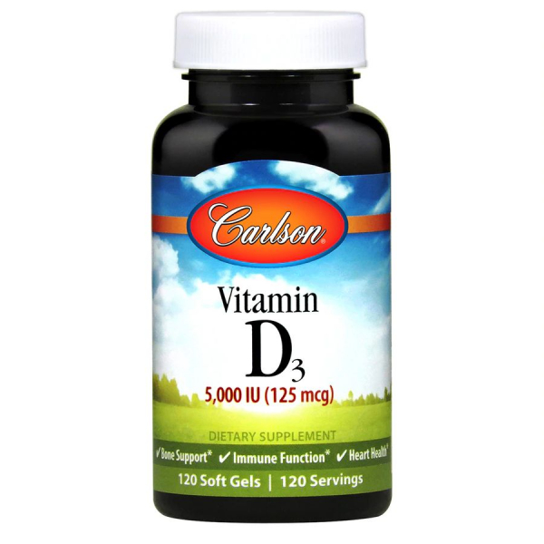 Вітаміни та мінерали Carlson Labs Vitamin D3 5000 IU, 120 капсул