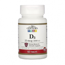 Вітаміни та мінерали 21st Century Vitamin D3 25 mcg, 60 таблеток