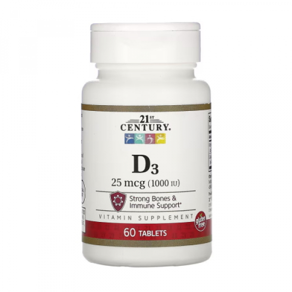 Вітаміни та мінерали 21st Century Vitamin D3 25 mcg, 60 таблеток