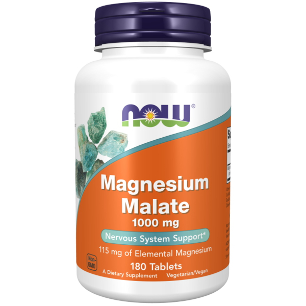 Вітаміни та мінерали NOW Magnesium Malate 1000 mg, 180 таблеток