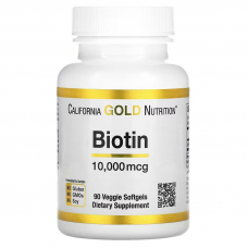 Вітаміни та мінерали California Gold Nutrition Biotin 10000 mcg, 90 вегакапсул Вітаміни та мінерали California Gold Nutrition Biotin 10000 mcg, 90 вегакапсул