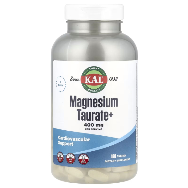 Вітаміни та мінерали KAL Magnesium Taurate+ 400 mg, 180 таблеток