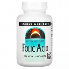 Вітаміни та мінерали Source Naturals Folic Acid 800 mcg, 200 таблеток Вітаміни та мінерали Source Naturals Folic Acid 800 mcg, 200 таблеток