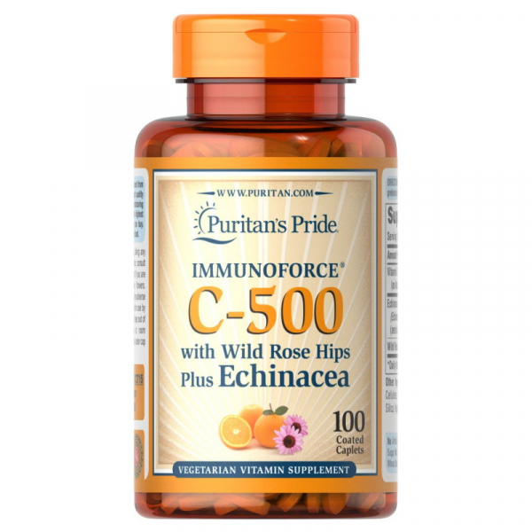 Вітаміни та мінерали Puritan's Pride Vitamin C-500 mg with Rose Hips & Echinacea, 100 каплет