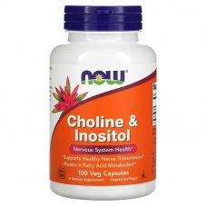 Вітаміни та мінерали NOW Choline & Inositol, 100 вегакапсул