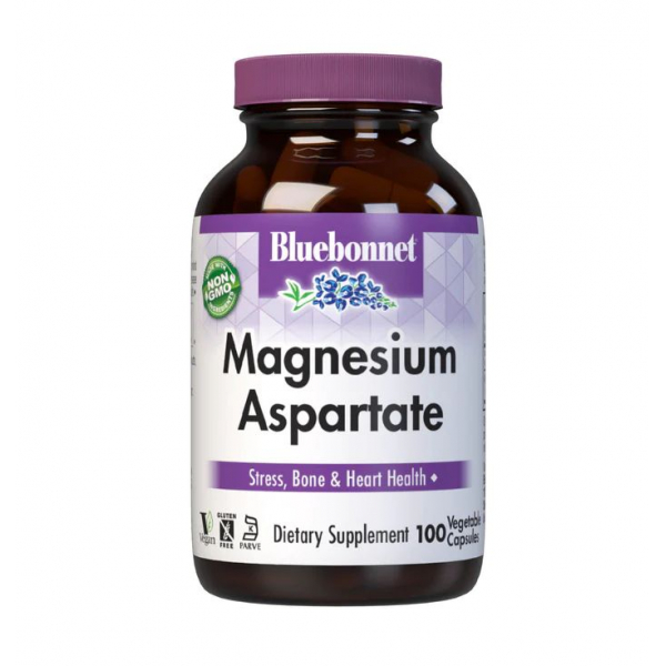 Вітаміни та мінерали Bluebonnet Magnesium Aspartate, 100 вегакапсул