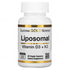 Вітаміни та мінерали California Gold Nutrition Liposomal Vitamin K2+ D3, 60 вегакапсул Вітаміни та мінерали California Gold Nutrition Liposomal Vitamin K2+ D3, 60 вегакапсул