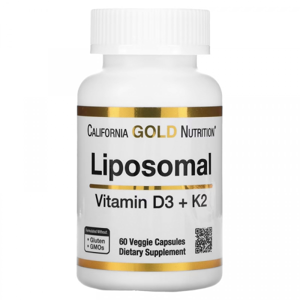 Вітаміни та мінерали California Gold Nutrition Liposomal Vitamin K2+ D3, 60 вегакапсул
