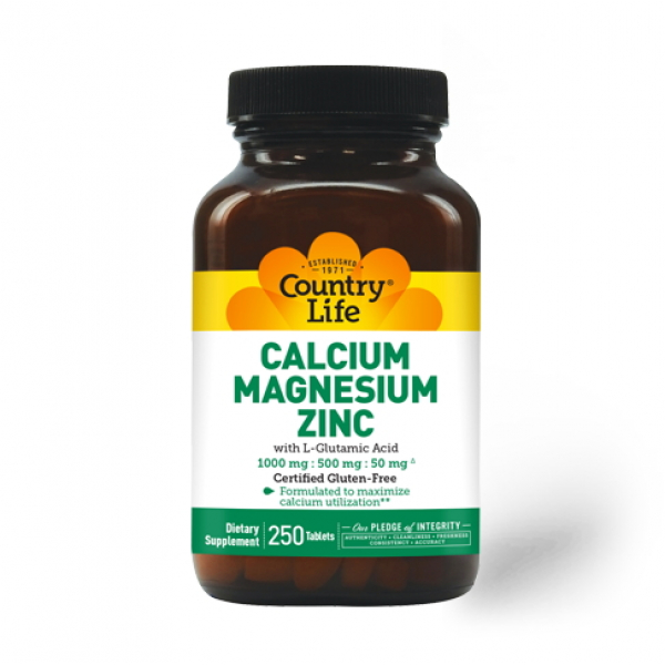 Вітаміни та мінерали Country Life Calcium Magnesium Zinc, 250 таблеток